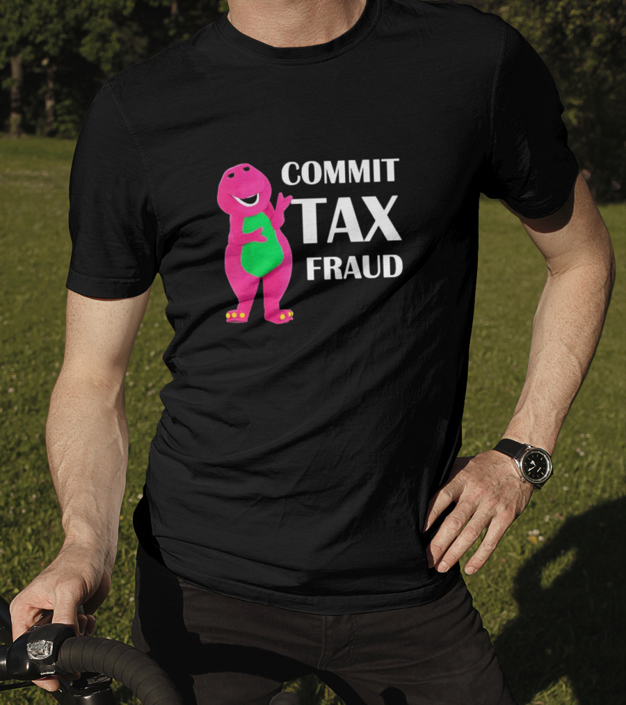 New Limited Commit Tax Fraud Dinosaur T-Shirt