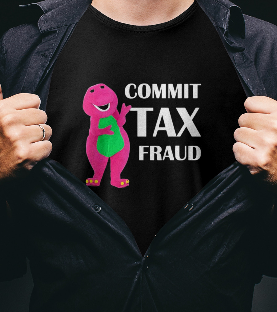 New Limited Commit Tax Fraud Dinosaur T-Shirt