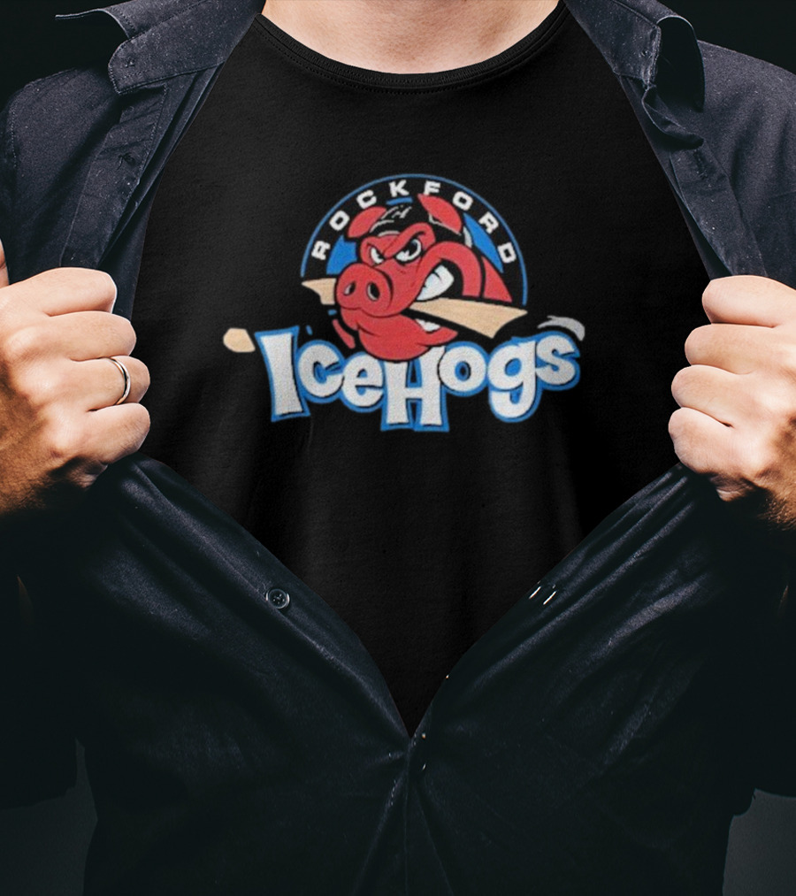 Rockford IceHogs Angry Hog Emblem Black T-Shirt