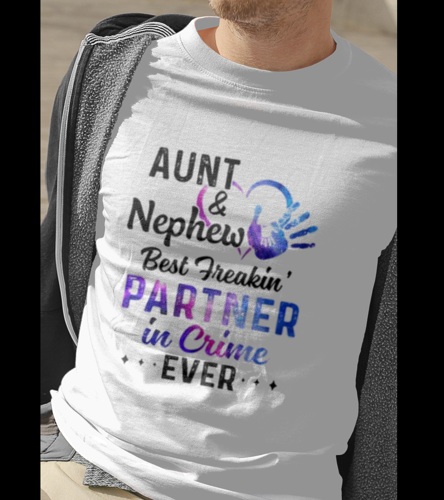 Aunt And Nephew Best Freakin’ Partner In Crime Ever Handprint Heart T-Shirt