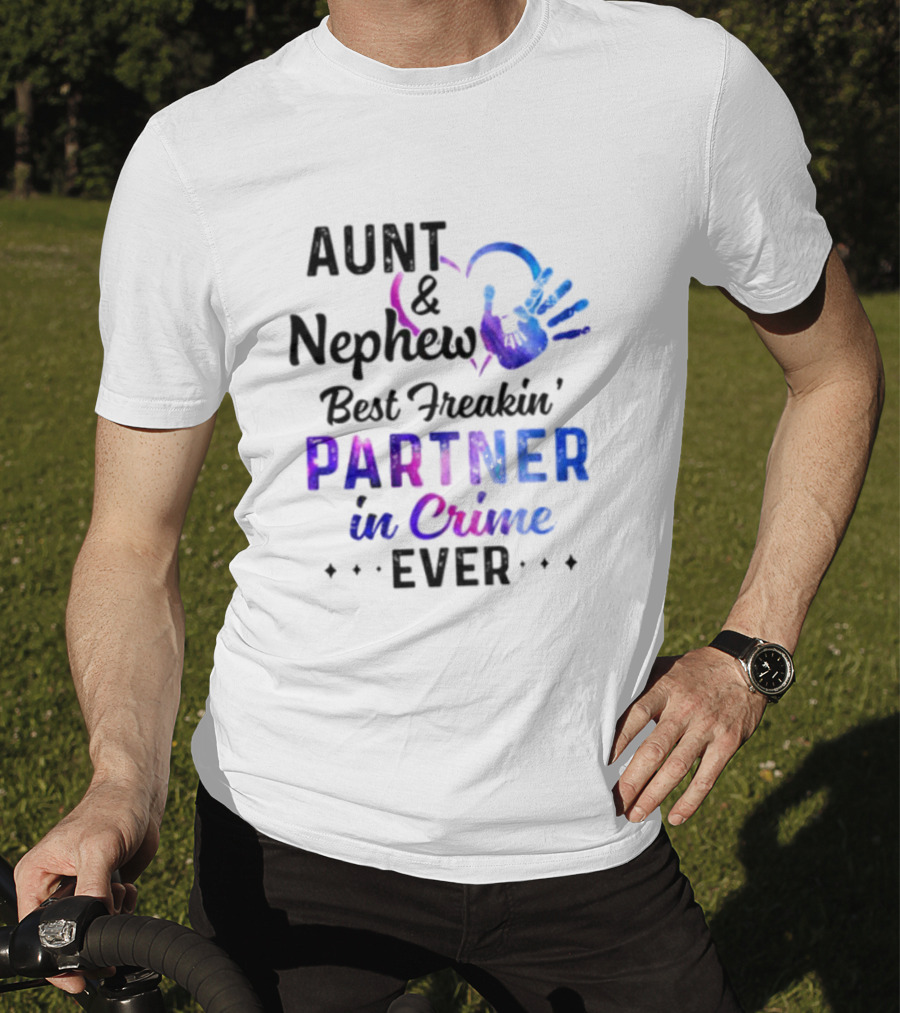 Aunt And Nephew Best Freakin’ Partner In Crime Ever Handprint Heart T-Shirt
