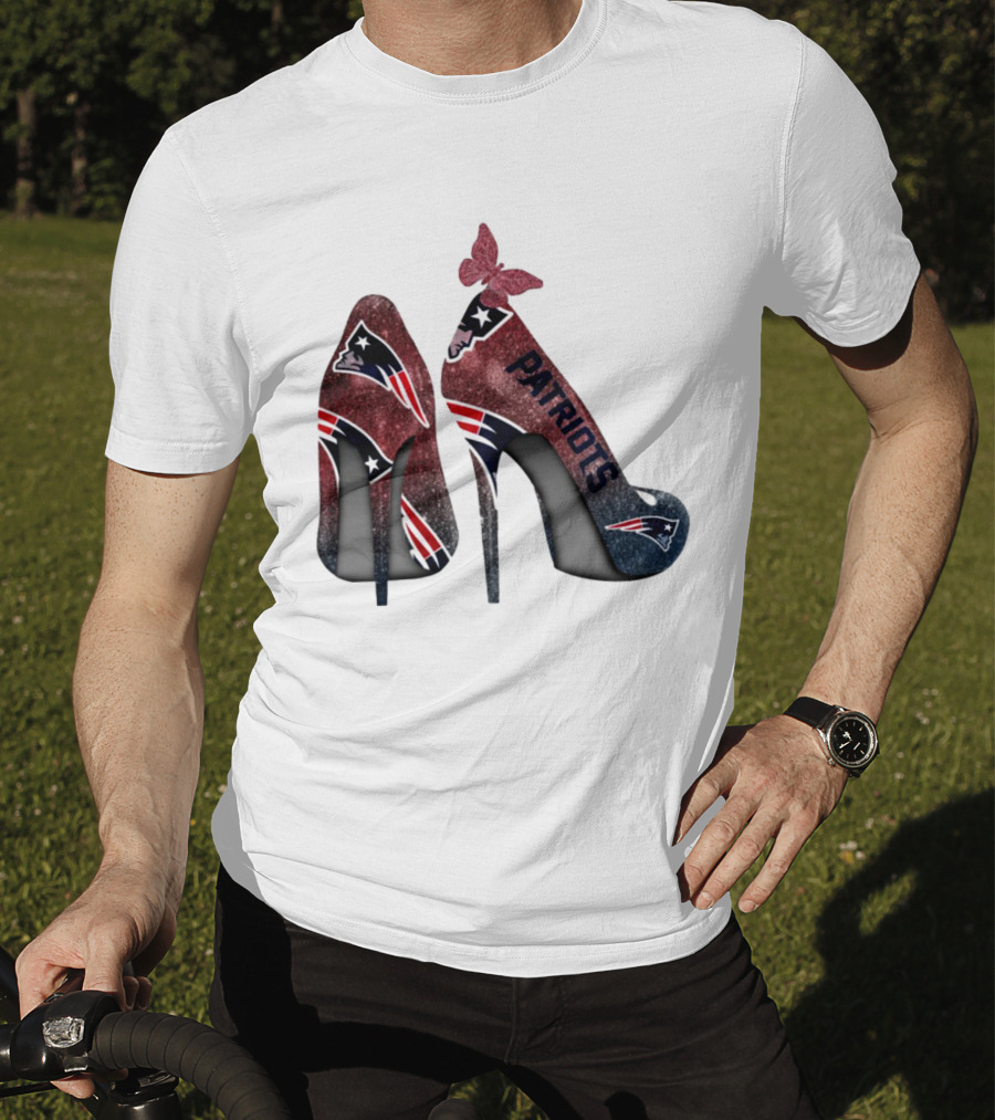 New England Patriots Glitter High Heel Butterfly T-Shirt