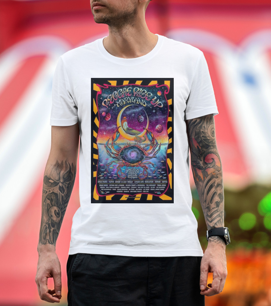 Reggae Rise Up Maryland June 23-25 Psychedelic Crab Galaxy Planets Festival T-Shirt
