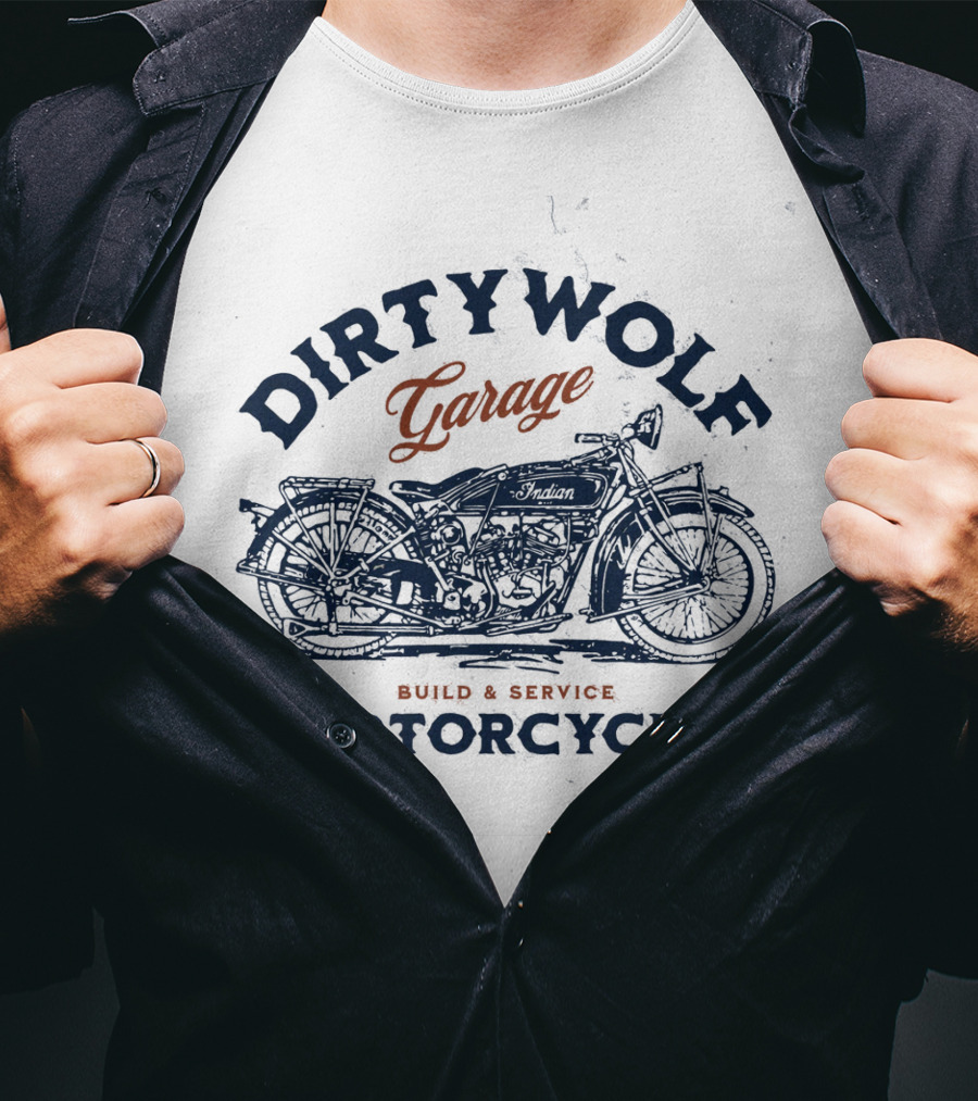 Dirtywolf Garage Motorcycle Build And Service T-Shirt