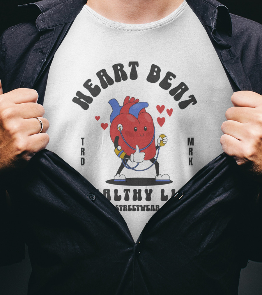 Heart Beat Groovy Healthy Life Streetwear T-Shirt
