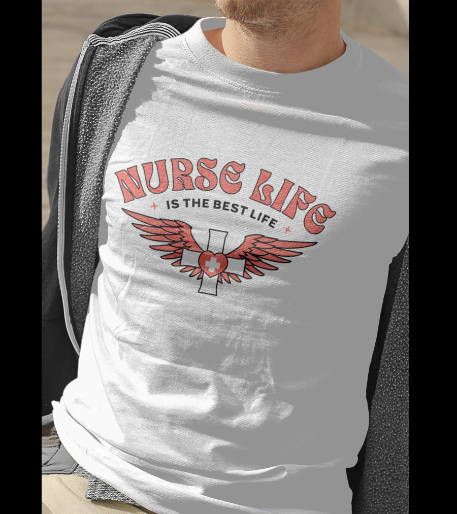Nurse Life Is The Best Life Red Cross Wings T-Shirt