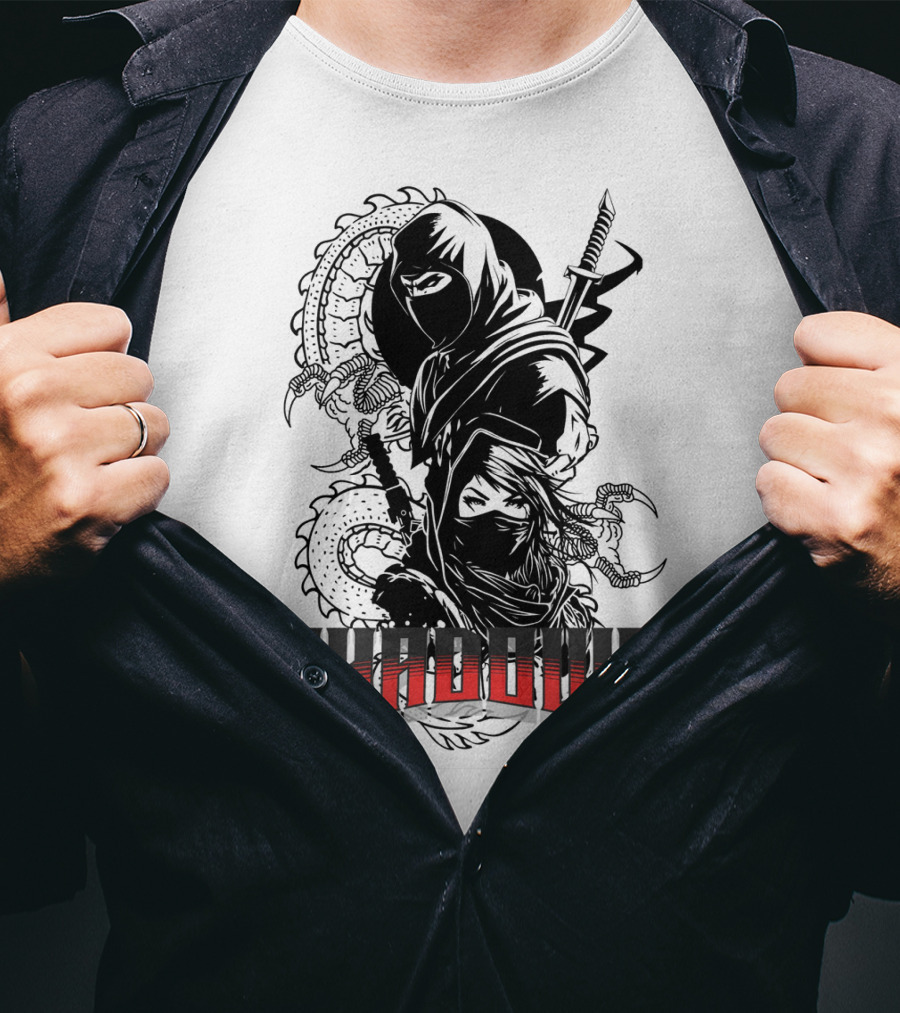 Shadows Ninja Warriors With Swords And Serpents T-Shirt