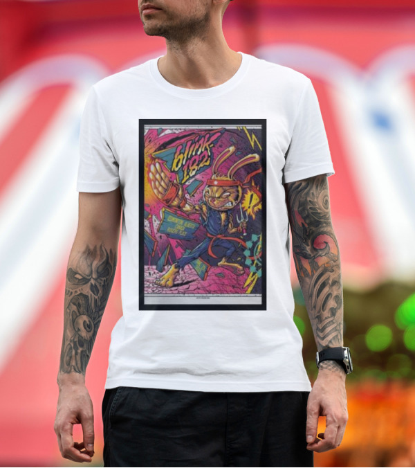 Premium T-Shirt: Blink-182 World Tour Edmonton Ninja Rabbit Comic Style Explosion T-Shirt Blink-182 World Tour Edmonton Ninja Rabbit Comic Style Explosion T-Shirt