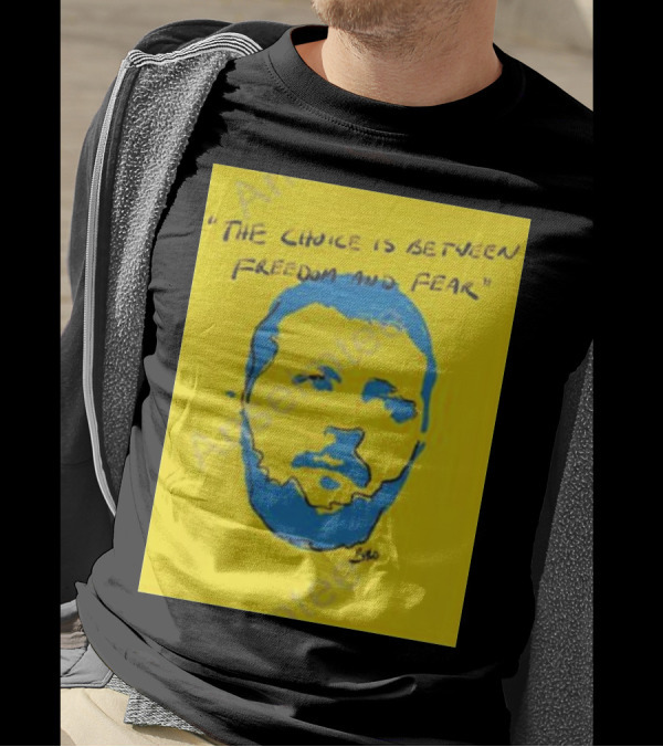 U2 The Choice Is Between Freedom And Fear Blue Face On Yellow T-Shirt