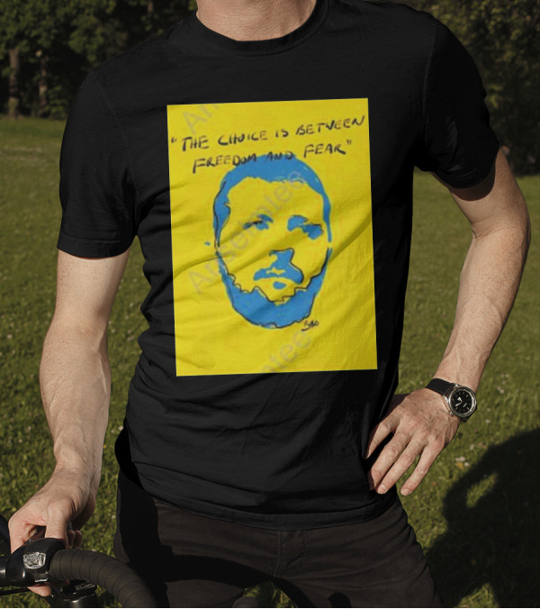U2 The Choice Is Between Freedom And Fear Blue Face On Yellow T-Shirt