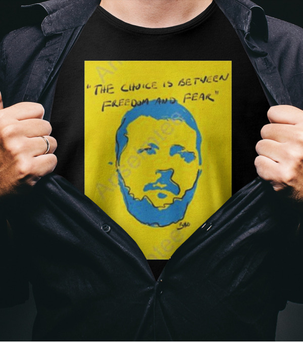 U2 The Choice Is Between Freedom And Fear Blue Face On Yellow T-Shirt