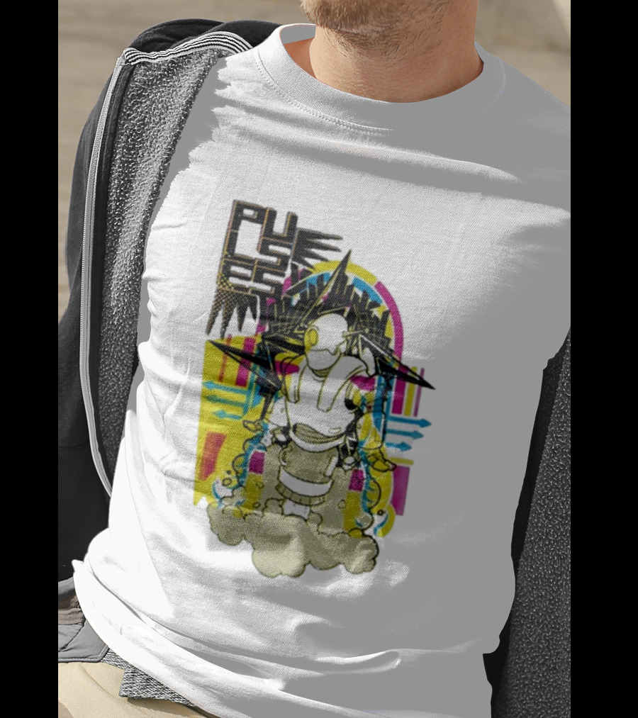 Pulses Futuristic Robot With Colorful Abstract Geometric Background T-Shirt