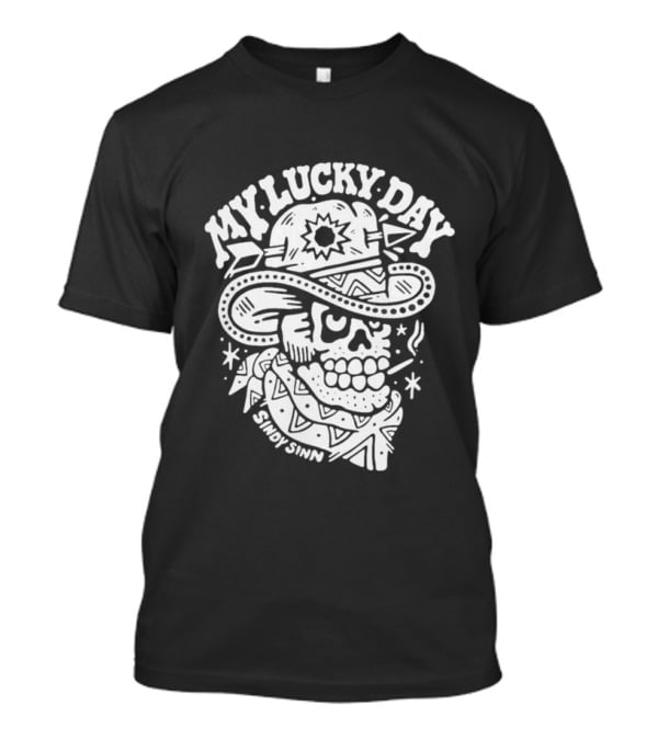 Sindy Sinn My Lucky Day Skull Cowboy Bandana T-Shirt
