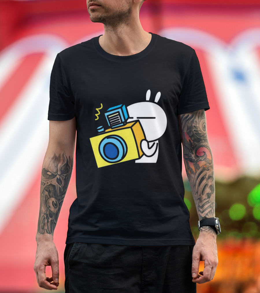 Tuzki Rabbit Camera Cartoon Character Photography T-Shirt