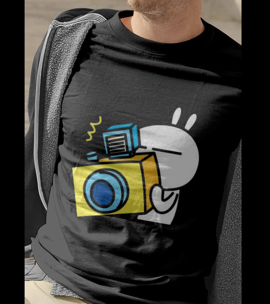 Tuzki Rabbit Camera Cartoon Character Photography T-Shirt