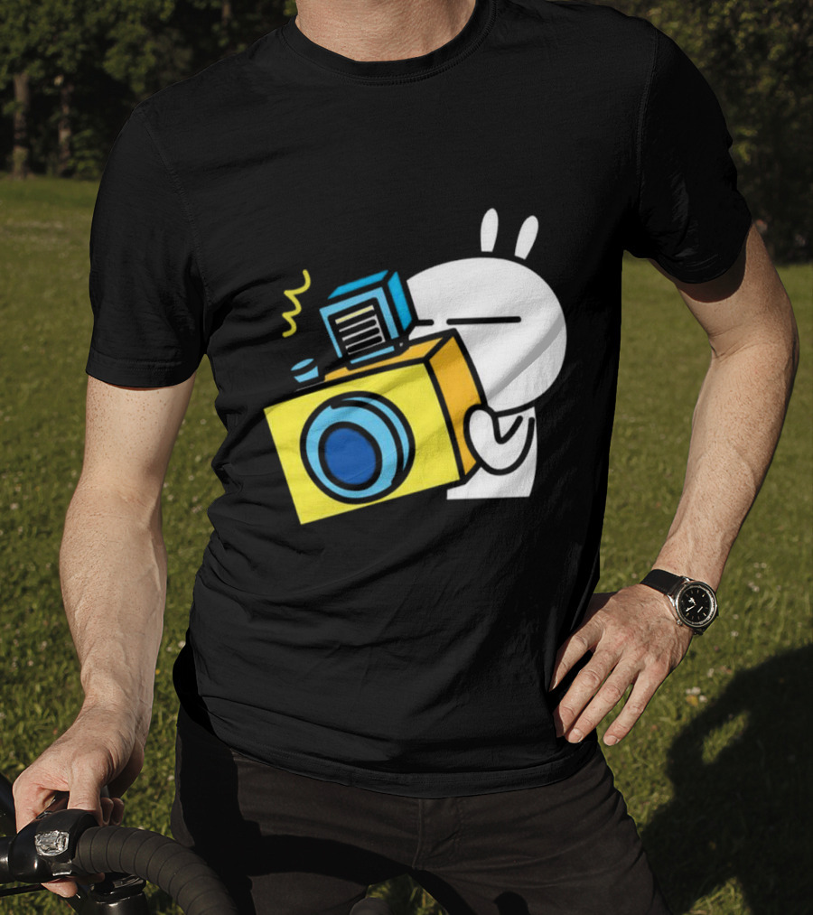 Tuzki Rabbit Camera Cartoon Character Photography T-Shirt