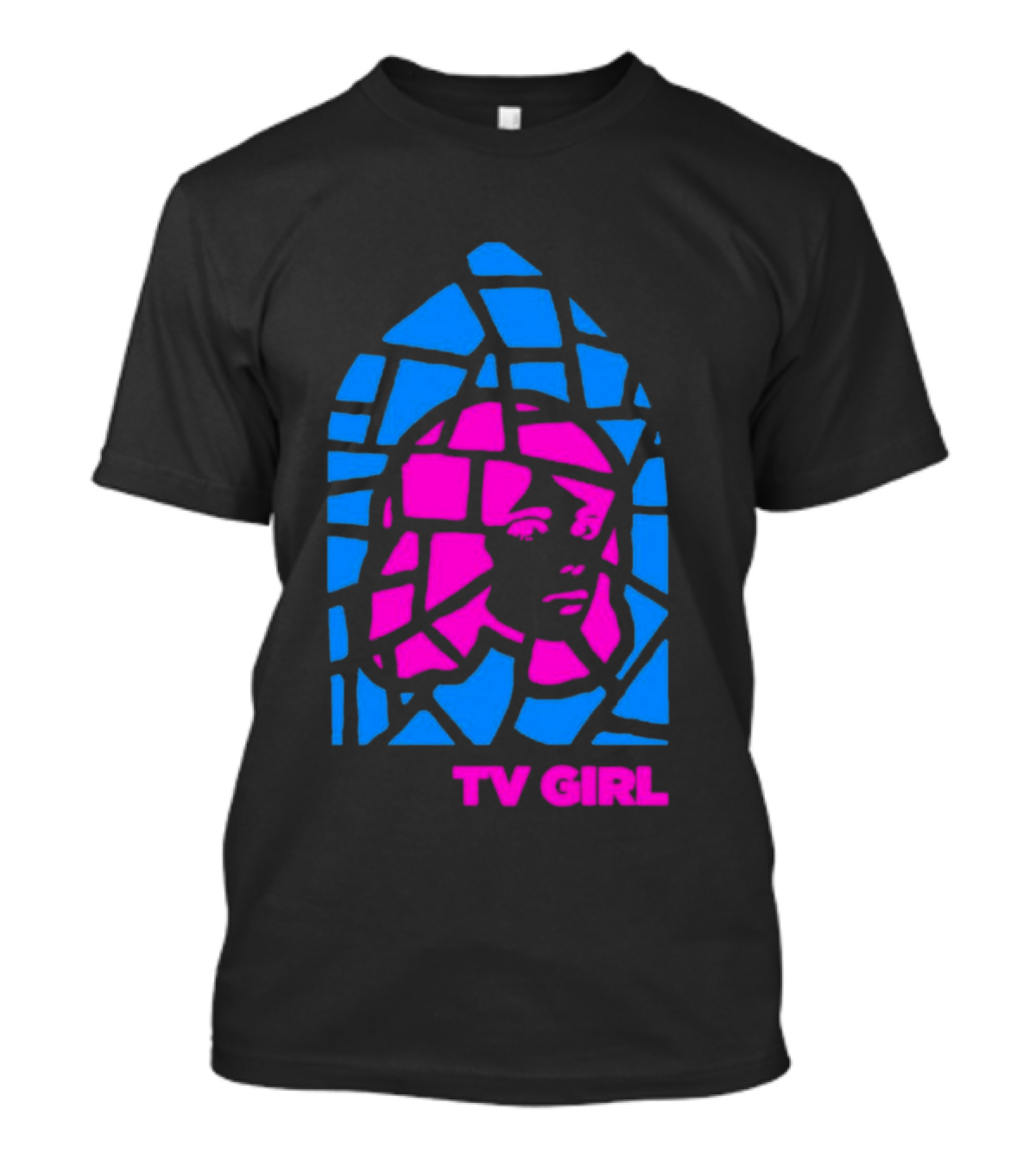 TV Girl Stain Glass Girl Blue Pink Face T-Shirt