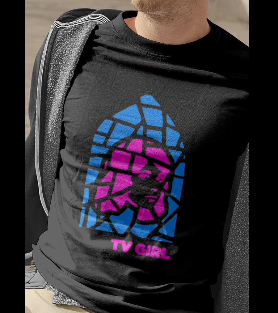 TV Girl Stain Glass Girl Blue Pink Face T-Shirt