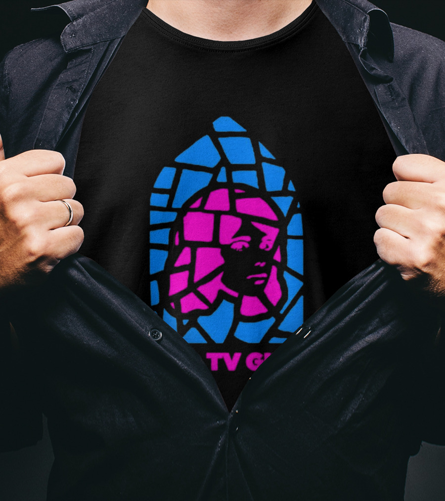 TV Girl Stain Glass Girl Blue Pink Face T-Shirt