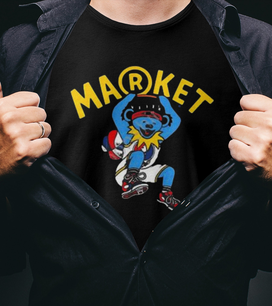 Market Studios Grateful Dead Dunking Bear Streetwear Basketball T-Shirt
