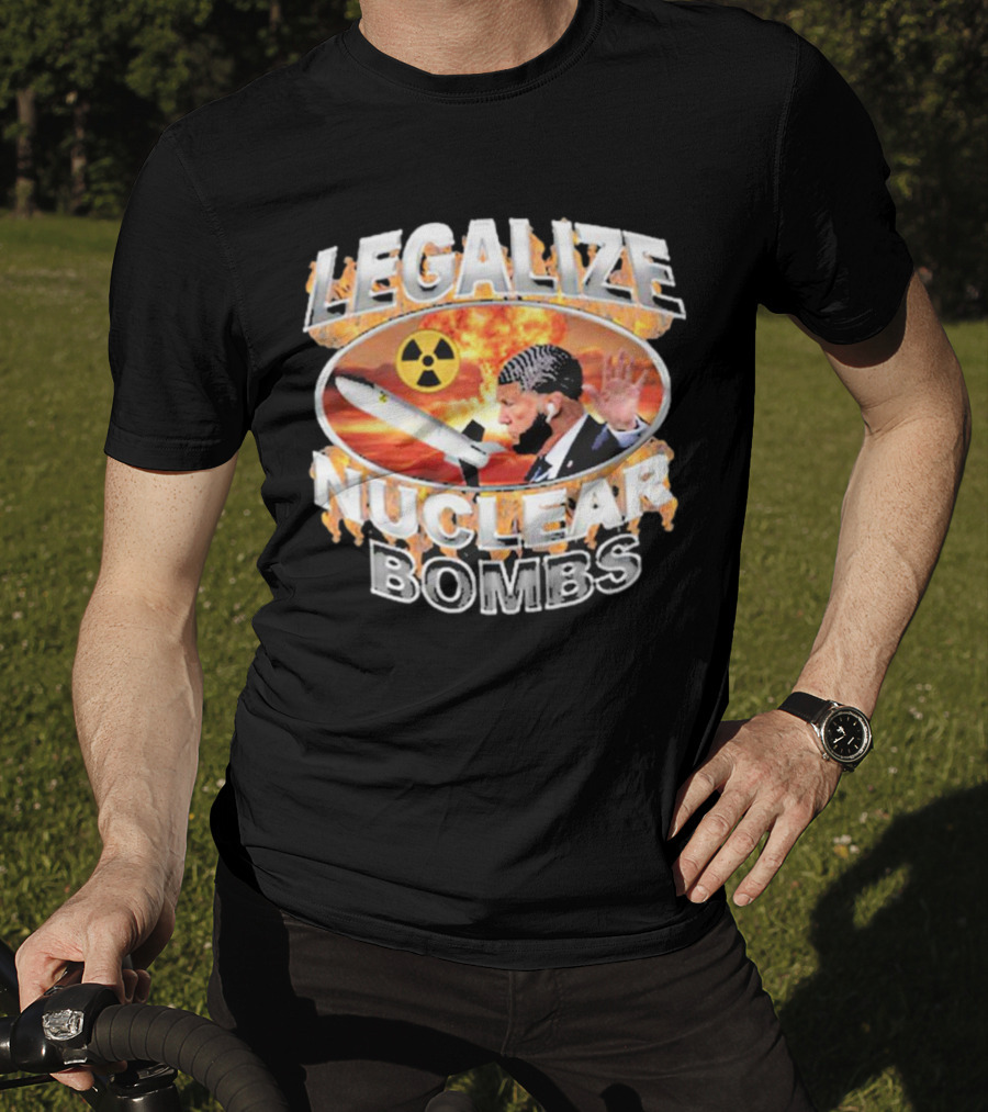 Legalize Nuclear Bombs Radiation Symbol Explosive Background T-Shirt