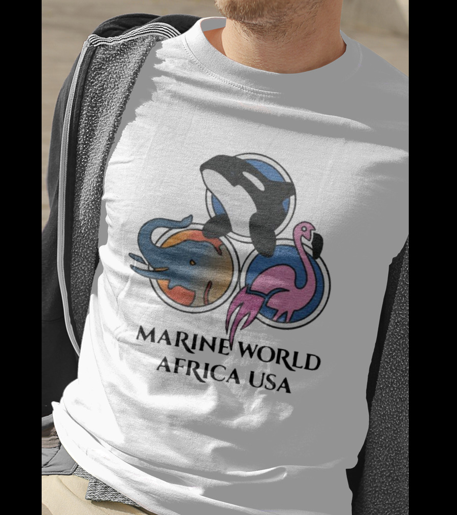 Marine World Africa USA Orca Elephant Flamingo T-Shirt