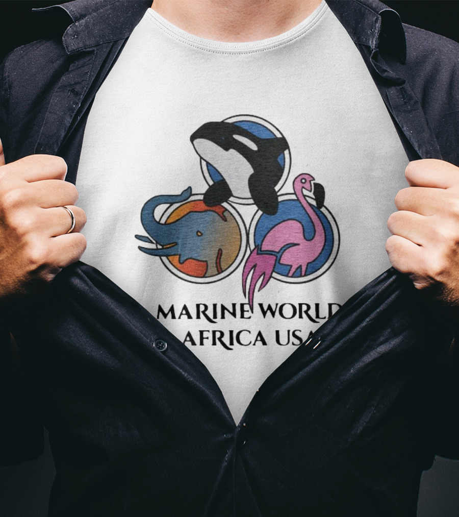 Marine World Africa USA Orca Elephant Flamingo T-Shirt