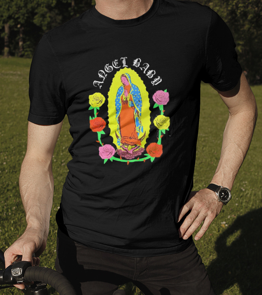 Angel Baby Virgen With Colorful Roses T-Shirt