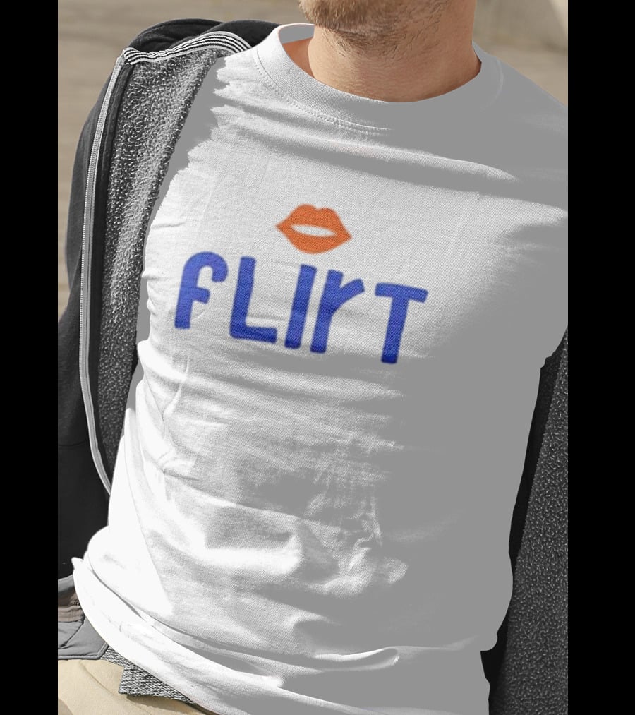 Flirt Lips Blue Text T-Shirt