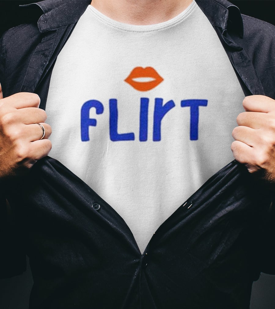 Flirt Lips Blue Text T-Shirt