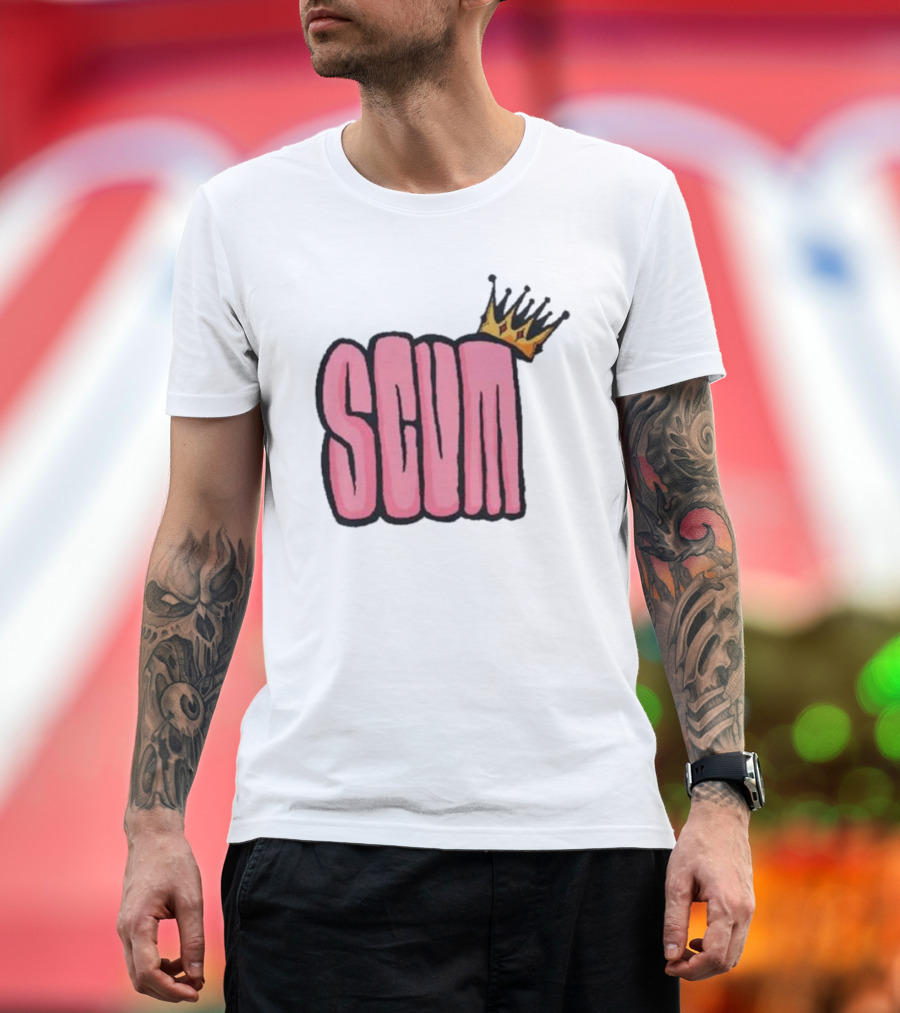 SCUM Pink Text with Gold Crown T-Shirt