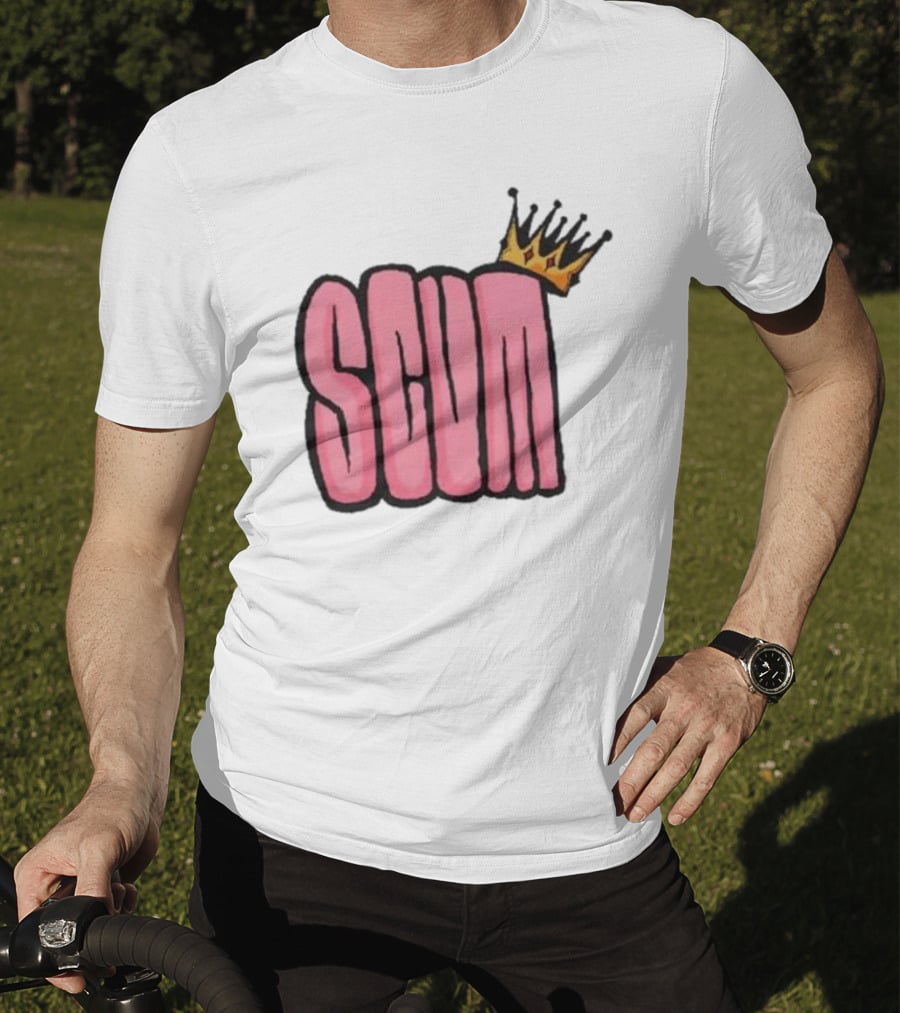 SCUM Pink Text With Gold Crown T-Shirt