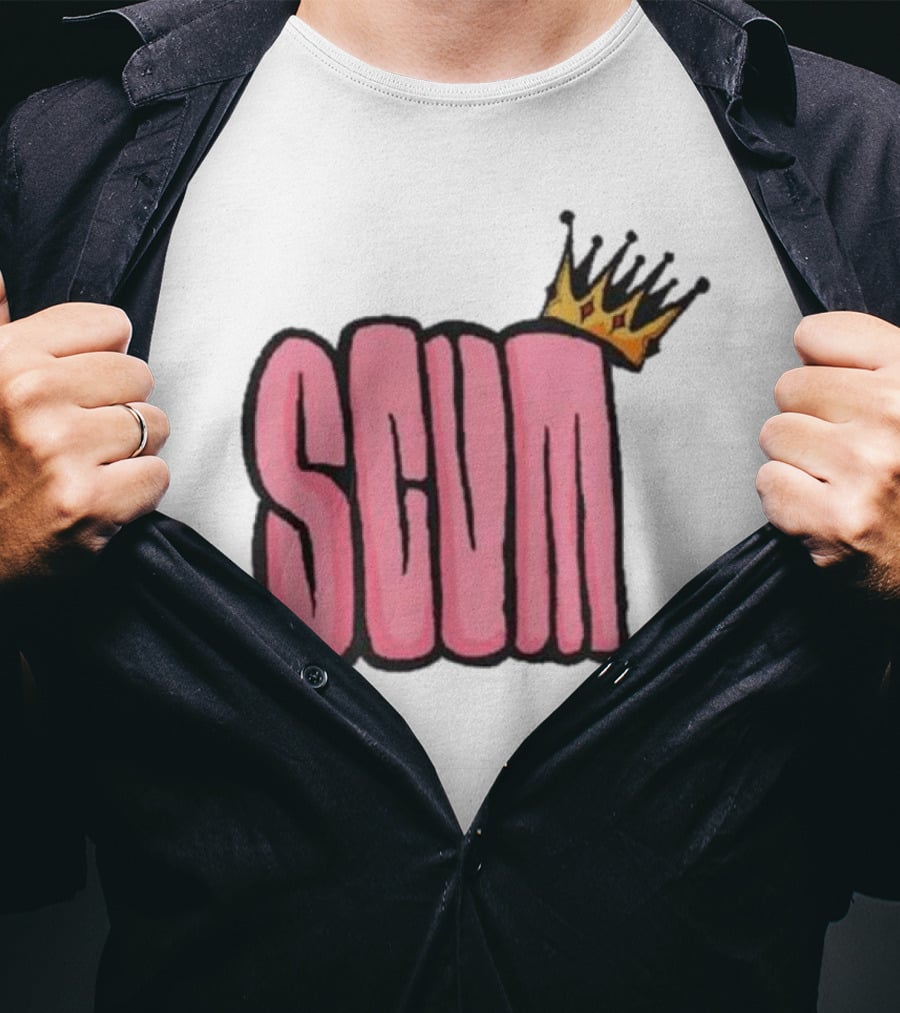 SCUM Pink Text With Gold Crown T-Shirt