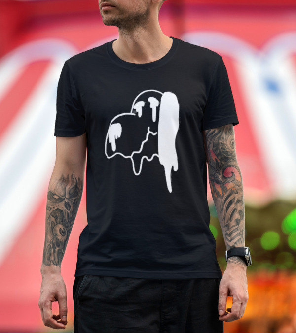 Premium T-Shirt: Snoopy Melting Drip Black White T-Shirt Snoopy Melting Drip Black White T-Shirt