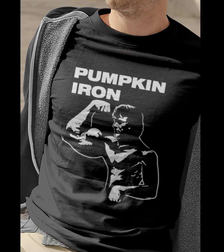 Pumpkin Iron Bodybuilder Flexing Muscles T-Shirt