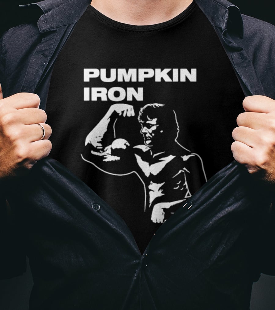 Pumpkin Iron Bodybuilder Flexing Muscles T-Shirt