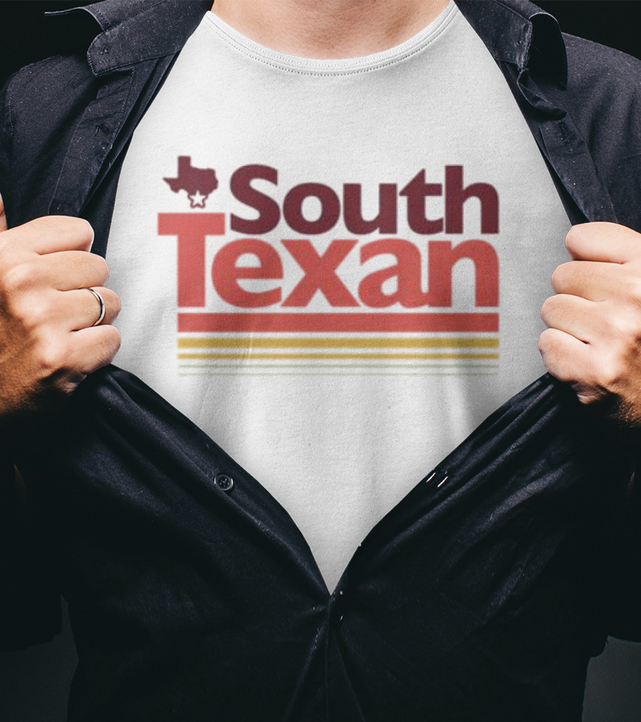 South Texan Retro Style With Texas Map Icon And Striped Accents T-Shirt