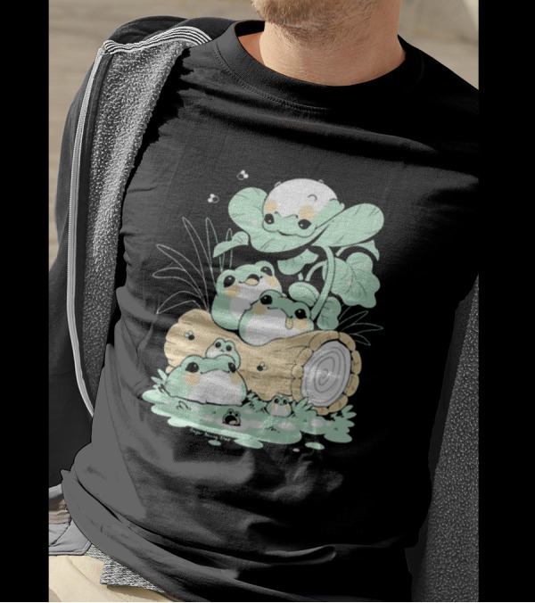 Sugar Bunny Shop Blob Frogs Log T-Shirt