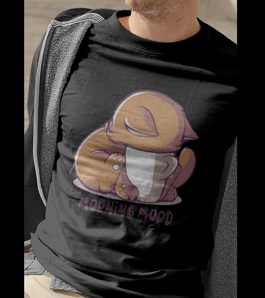 Morning Mood Cute Cat With Cup T-Shirt