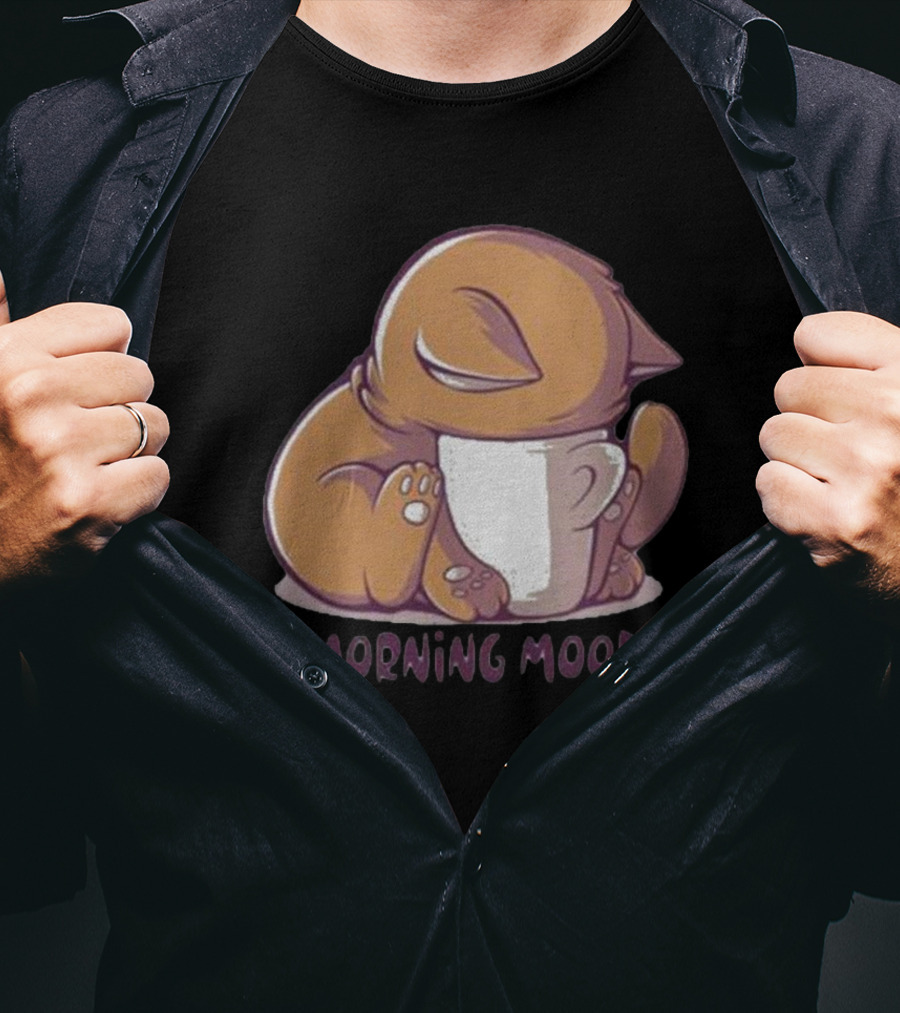 Morning Mood Cute Cat With Cup T-Shirt