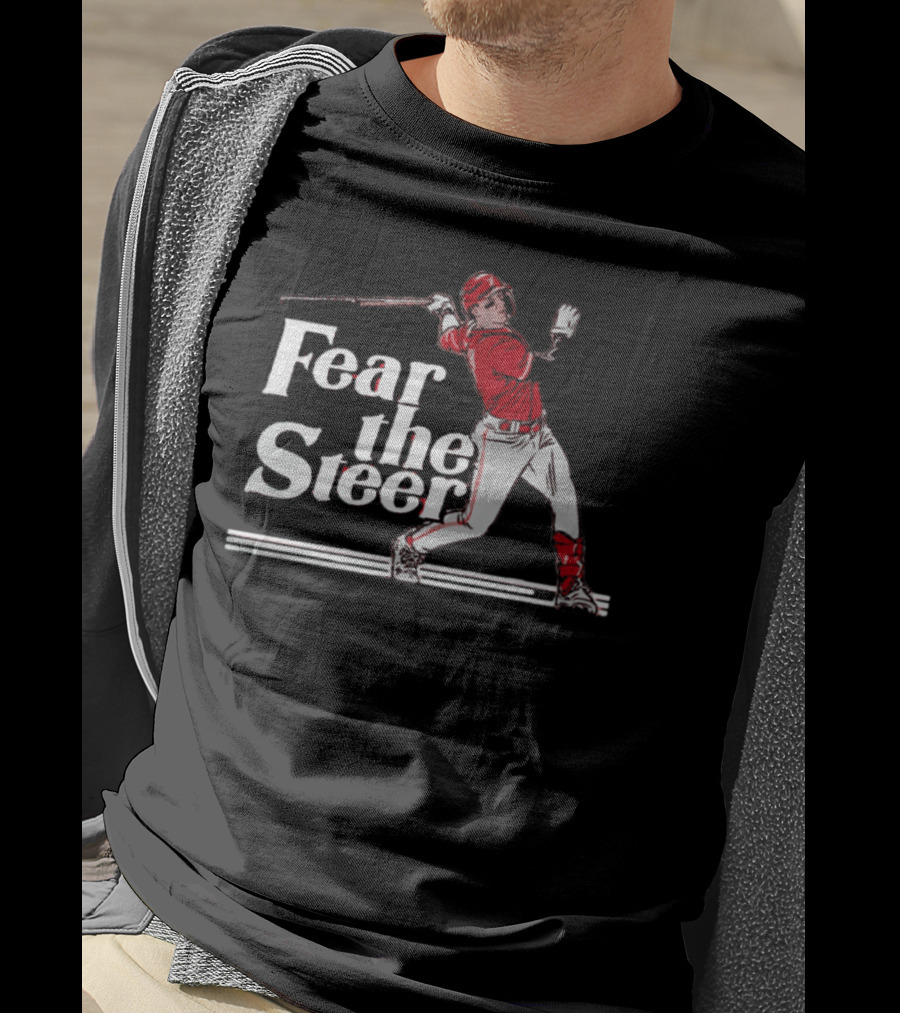 Fear The Steer SS Baseball Player In Red Jersey T-Shirt