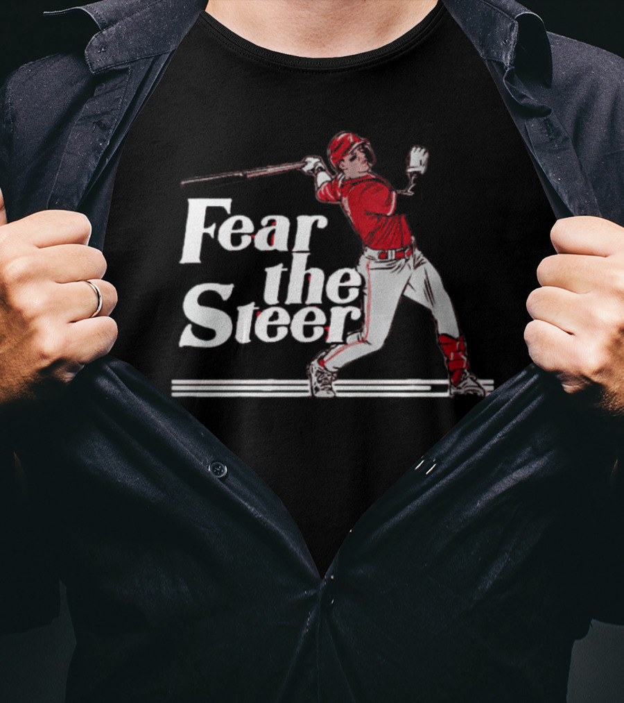 Fear The Steer SS Baseball Player In Red Jersey T-Shirt
