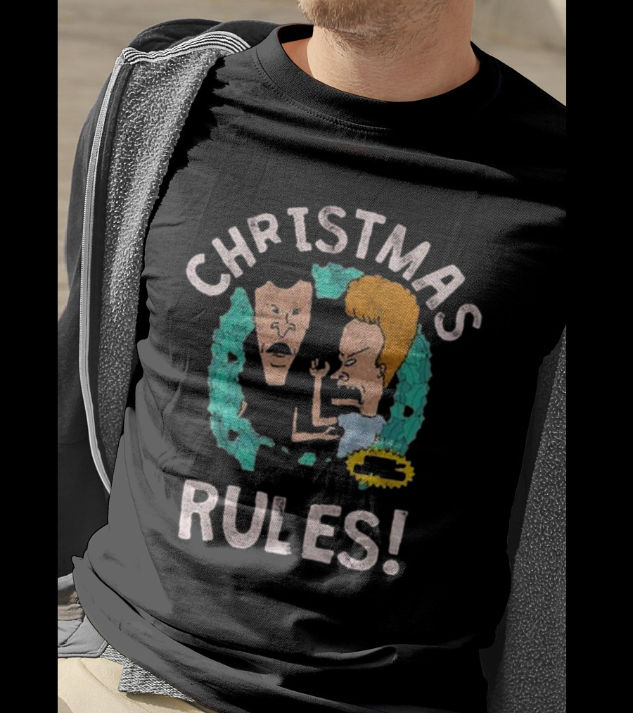 Christmas Rules Beavis And Butt-Head Wreath T-Shirt