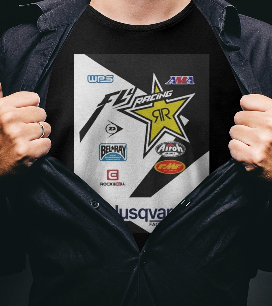 WPS AMA Fly Racing Rockstar Husqvarna Factory Racing Bel-Ray Airoh FMF Rockwell T-Shirt