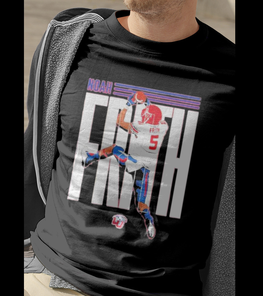 Noah Frith Liberty University Football Caricature Red Jersey Number 5 T-Shirt