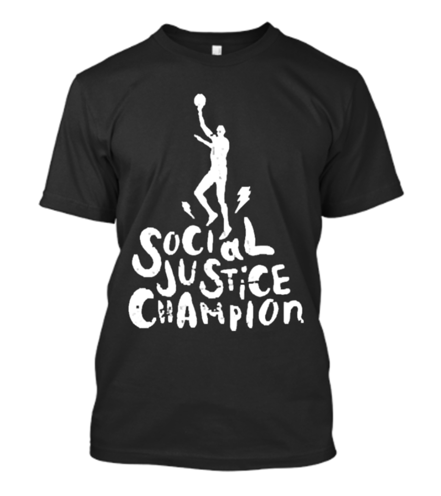 Social Justice Champion Basketball Figure With Lightning Bolt T-Shirt
