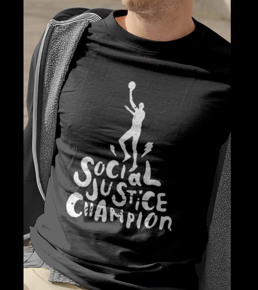 Social Justice Champion Basketball Figure With Lightning Bolt T-Shirt