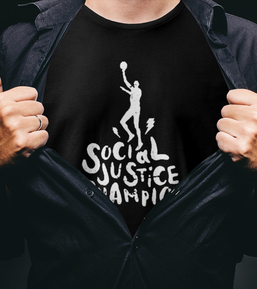 Social Justice Champion Basketball Figure With Lightning Bolt T-Shirt