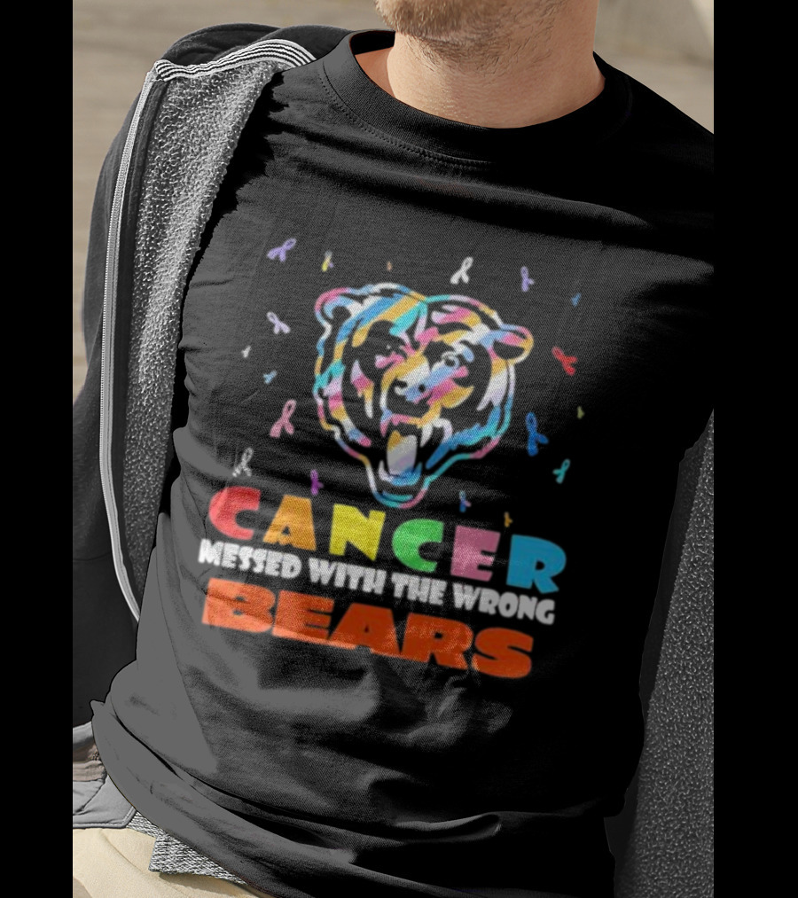 Cancer Messed With The Wrong Colorful Ribbon Chicago Bears T-Shirt