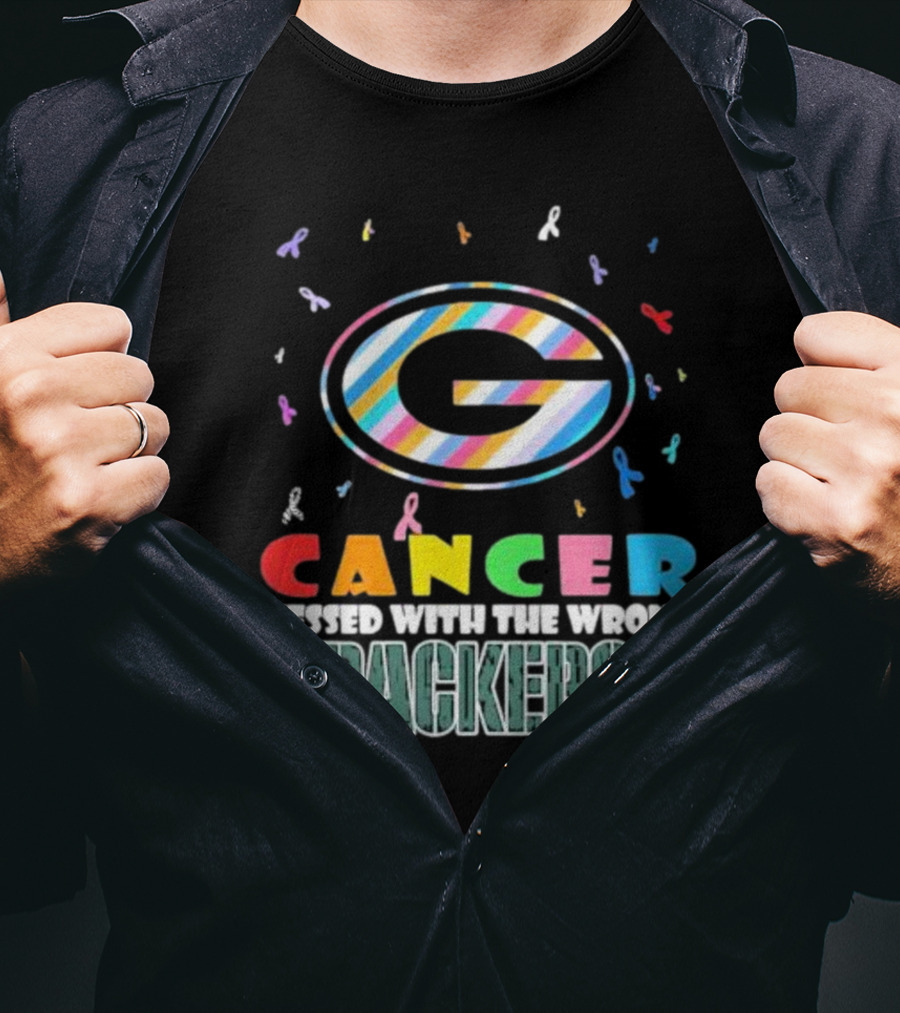 Cancer Messed With The Wrong Packers Colorful Awareness T-Shirt